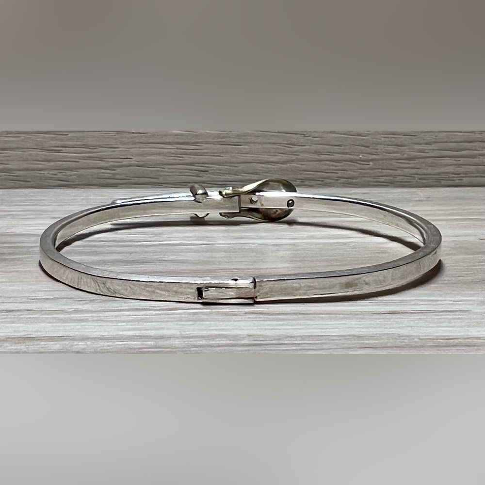 Vintage Sterling Silver MEXICO TAXCO Belt Buckle Hinged Bangle Bracelet, 12.5g - Picture 3 of 8